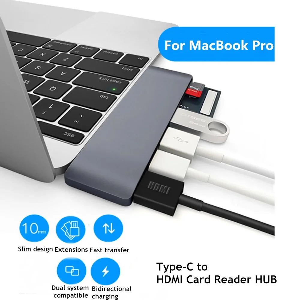 Type-C HUB Splitter 4K 30Hz USB C to HDMI-compatible Adapter PD 100W OTG Adapter USB 3.0 HUB for MacBook Pro Laptop