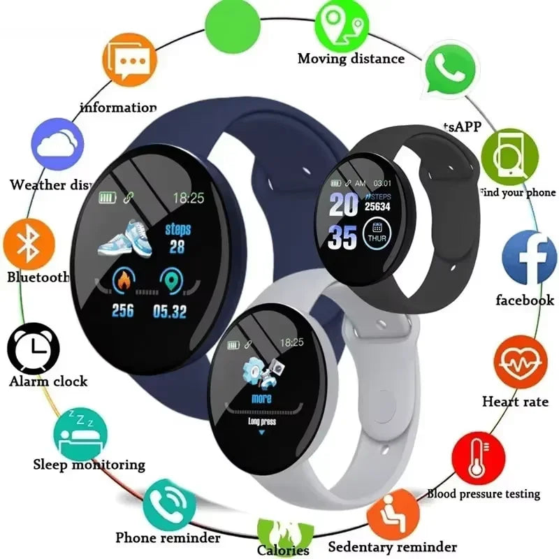 Children D18 Smartwatch Square Color Screen Multiple Sports Modes Call Information Reminder Photo Taking Music Smart Bracelet