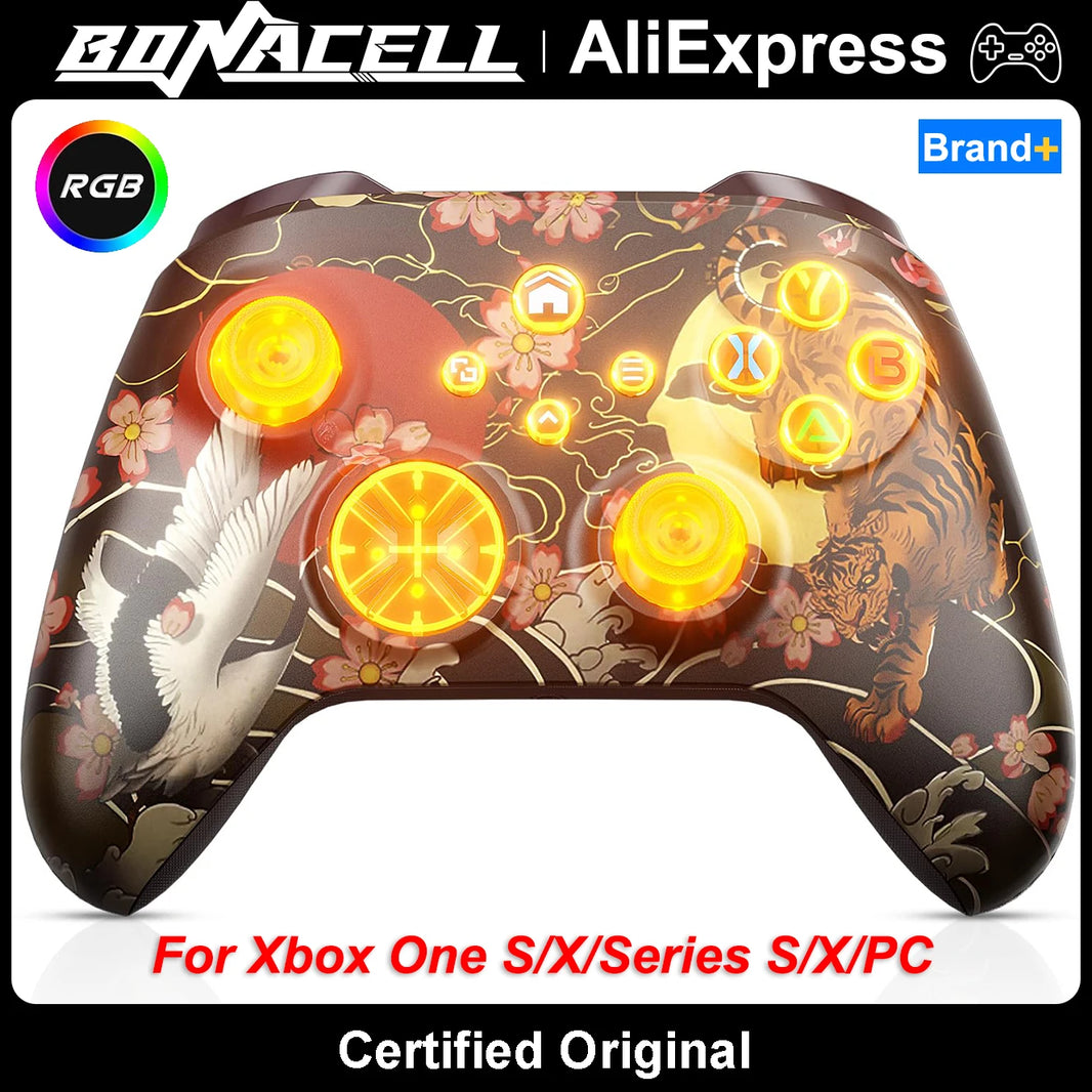 Controller For XBox One/Series S/X/PC Console Wireless Controllers Dual Vibration Hall Effect 6-Axis Gyro FUNC W/ RGB Gamepad