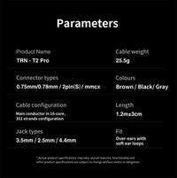 TRN T2 PRO 16 Core Silver Plated HIFI Upgrade Cable 3.5/2.5/4.4mm Plug MMCX/2Pin For TRN KZ CCA Earphones VX V90S ZSX ZAS MT1