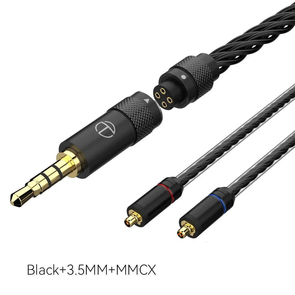 TRN T2 PRO 16 Core Silver Plated HIFI Upgrade Cable 3.5/2.5/4.4mm Plug MMCX/2Pin For TRN KZ CCA Earphones VX V90S ZSX ZAS MT1
