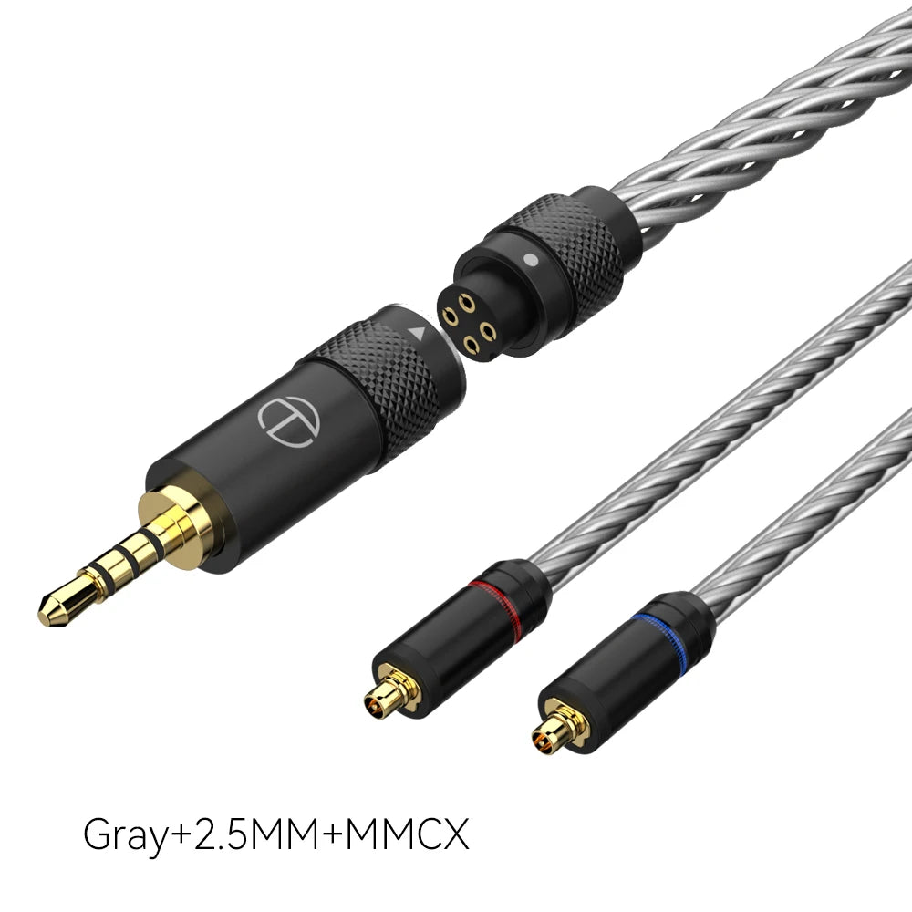 TRN T2 PRO 16 Core Silver Plated HIFI Upgrade Cable 3.5/2.5/4.4mm Plug MMCX/2Pin For TRN KZ CCA Earphones VX V90S ZSX ZAS MT1