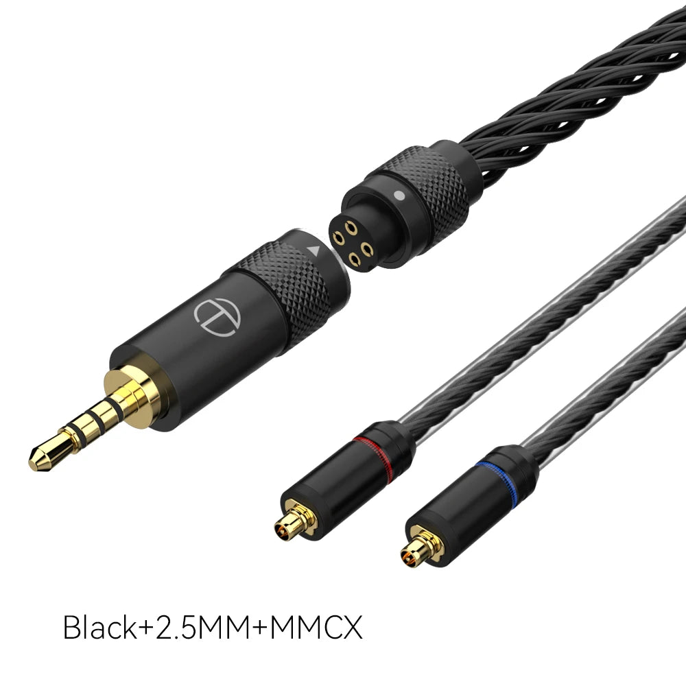 TRN T2 PRO 16 Core Silver Plated HIFI Upgrade Cable 3.5/2.5/4.4mm Plug MMCX/2Pin For TRN KZ CCA Earphones VX V90S ZSX ZAS MT1