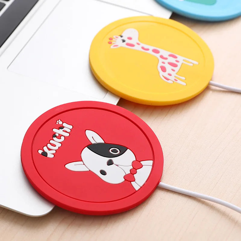 USB Cartoon Original USB Wood Grain Cup Warmer Heat Beverage Mug Mat Keep Drink Warm Heater Mugs Coaster