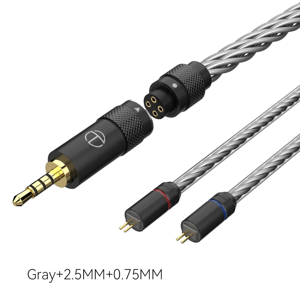 TRN T2 PRO 16 Core Silver Plated HIFI Upgrade Cable 3.5/2.5/4.4mm Plug MMCX/2Pin For TRN KZ CCA Earphones VX V90S ZSX ZAS MT1