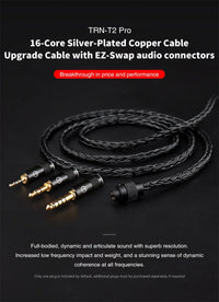 TRN T2 PRO 16 Core Silver Plated HIFI Upgrade Cable 3.5/2.5/4.4mm Plug MMCX/2Pin For TRN KZ CCA Earphones VX V90S ZSX ZAS MT1