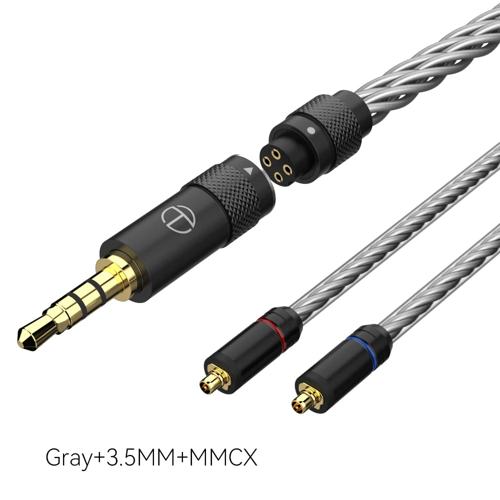 TRN T2 PRO 16 Core Silver Plated HIFI Upgrade Cable 3.5/2.5/4.4mm Plug MMCX/2Pin For TRN KZ CCA Earphones VX V90S ZSX ZAS MT1