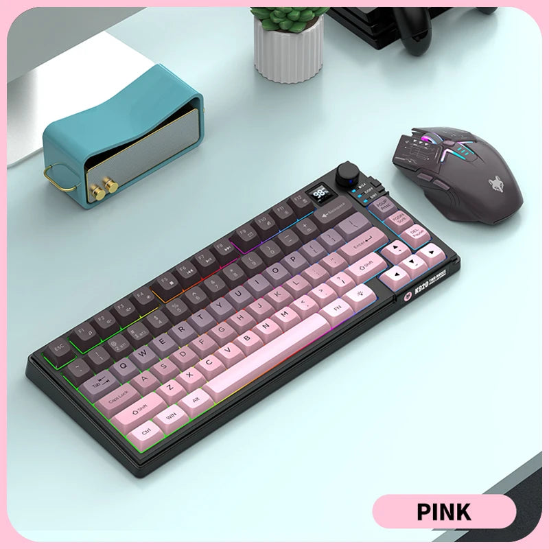 Dual-Mode 80 Keys Wireless Gaming Keyboard Combo,2.4G/BT5.1 Mechanical Keyboard Set With RGB Backlight For PC Laptop Office