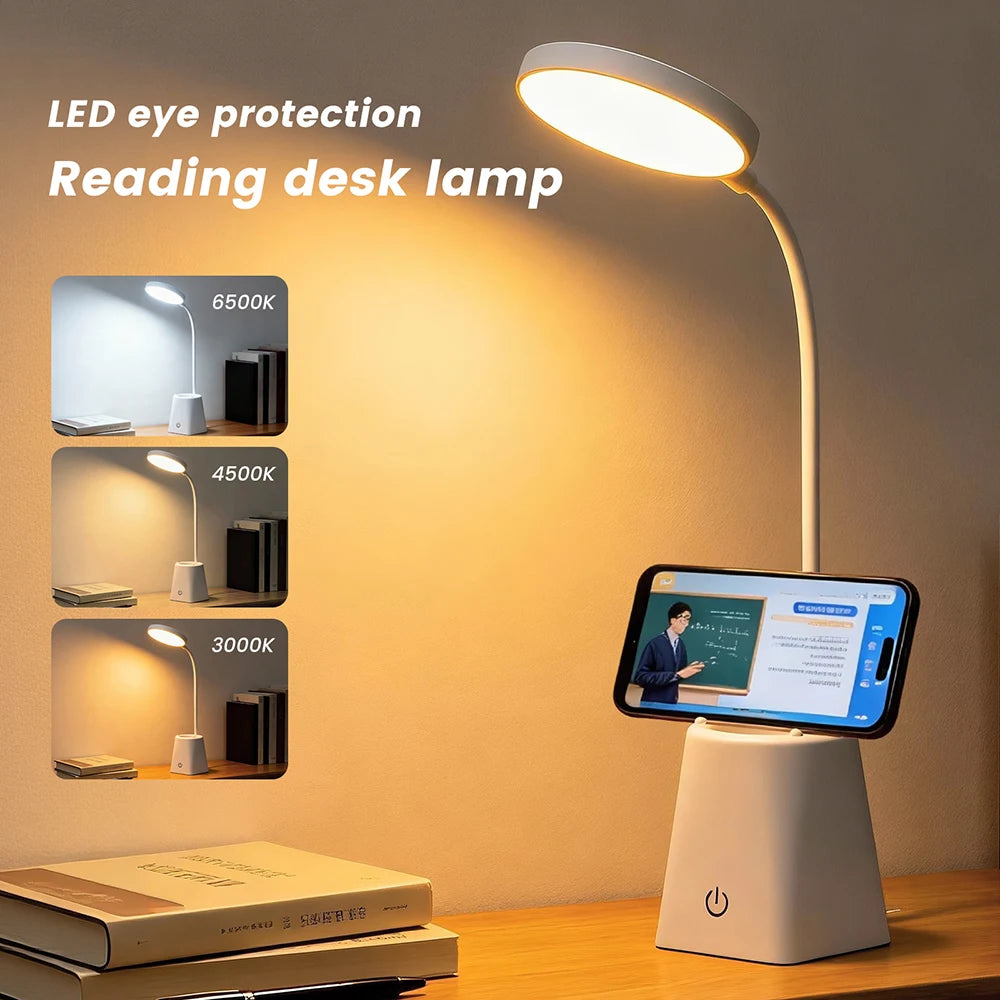 Kids Study LED Table Lamp Safe Touch Control Dimmable Led Light USB Power Gift for Children Warm/Natural White 5V Portable
