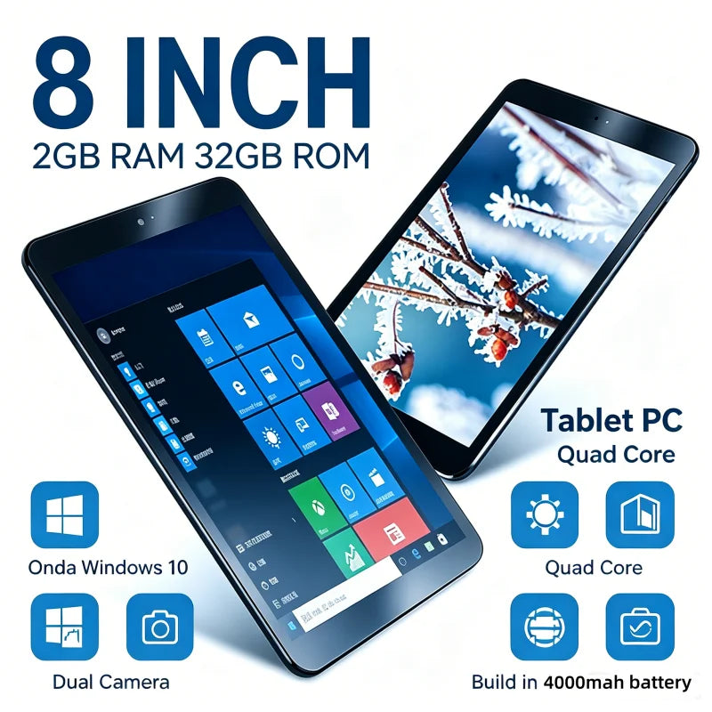 8 INCH 8GB RAM 128GB ROM AR2 Windows 10 Tablet 1280*800  IPS Screen Z8300 1.33GHz  Quad Core Intel HD Graphic Dual Cameras