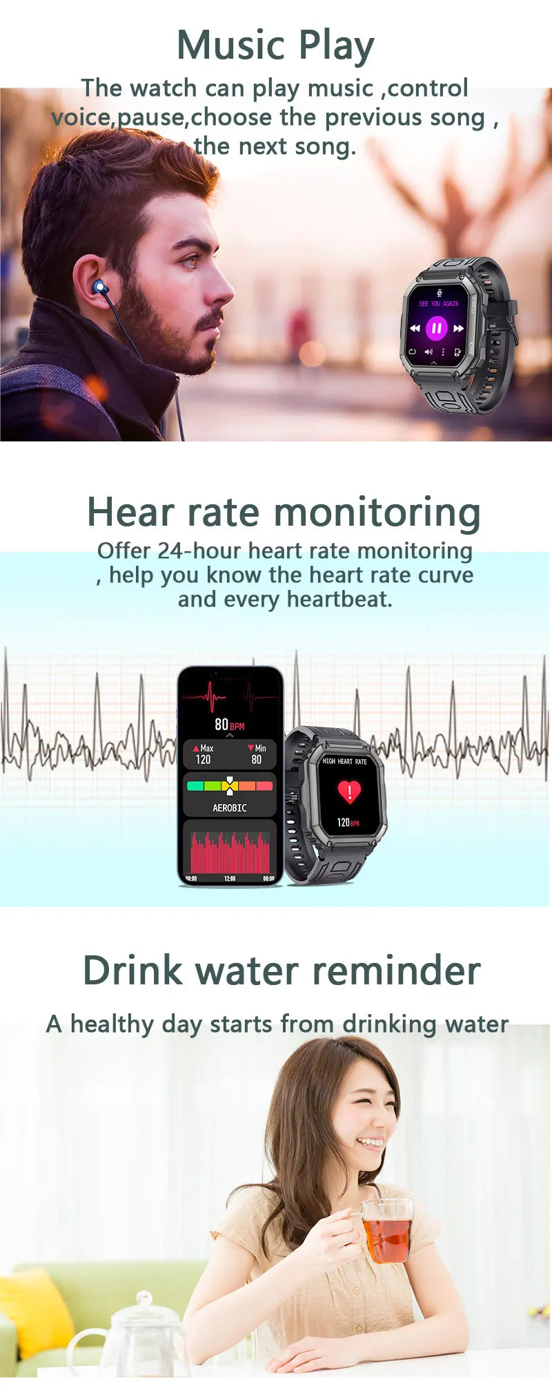 LIGE 2Smart Watch IP67 Waterproof Original Design For Men Bluetooth Call New Smartwatches Health Monitor With 100+ Sports Modes