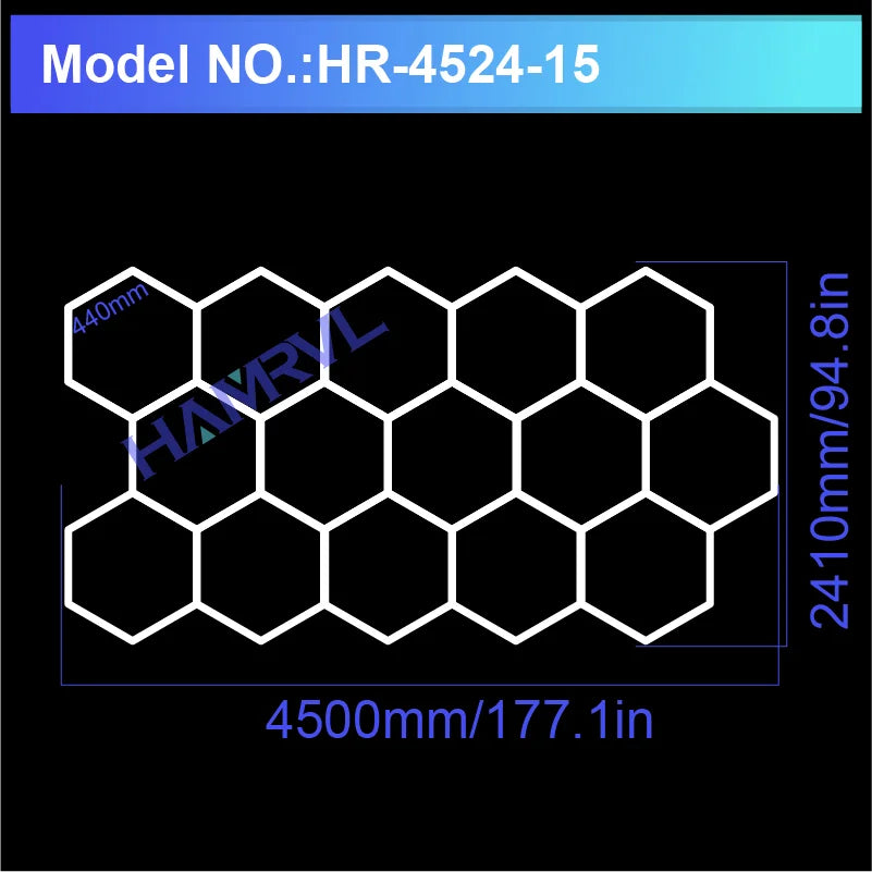 Barbershop Hair Salon Led Ceiling Light Hexagon Garage Light 110V/220V 14 Honeycomb Led Tube Lighting For Car Detailing Workshop