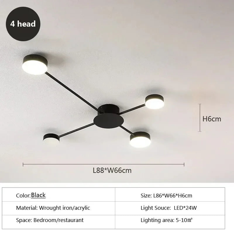Modern Simplicity Sputtering luminescent Multi Head LED Home Ceiling Lights Painting Lamps for Living Room Decoration Chandelier