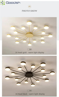 Modern Simplicity Sputtering luminescent Multi Head LED Home Ceiling Lights Painting Lamps for Living Room Decoration Chandelier