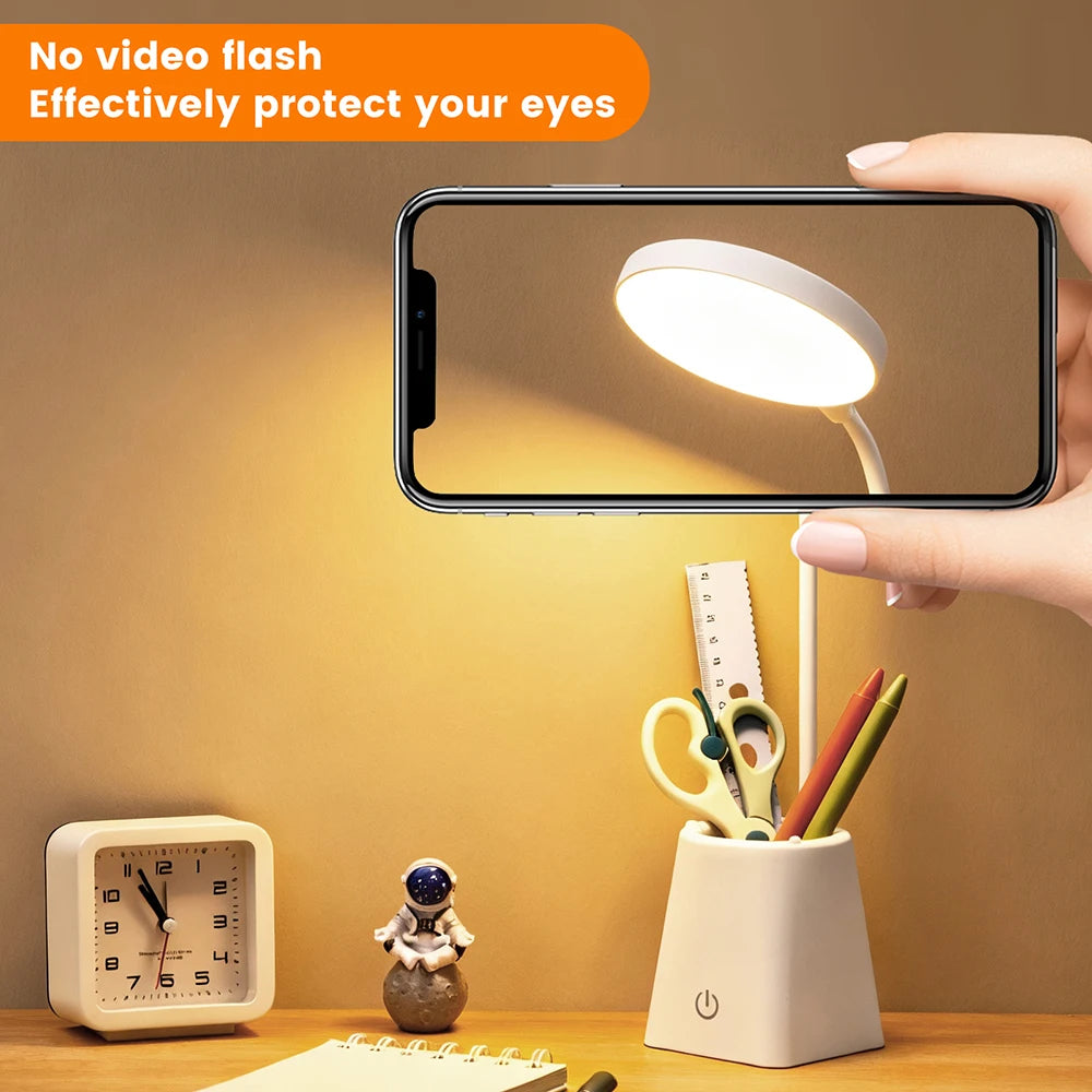 Kids Study LED Table Lamp Safe Touch Control Dimmable Led Light USB Power Gift for Children Warm/Natural White 5V Portable