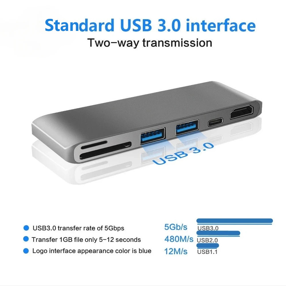 Type-C HUB Splitter 4K 30Hz USB C to HDMI-compatible Adapter PD 100W OTG Adapter USB 3.0 HUB for MacBook Pro Laptop