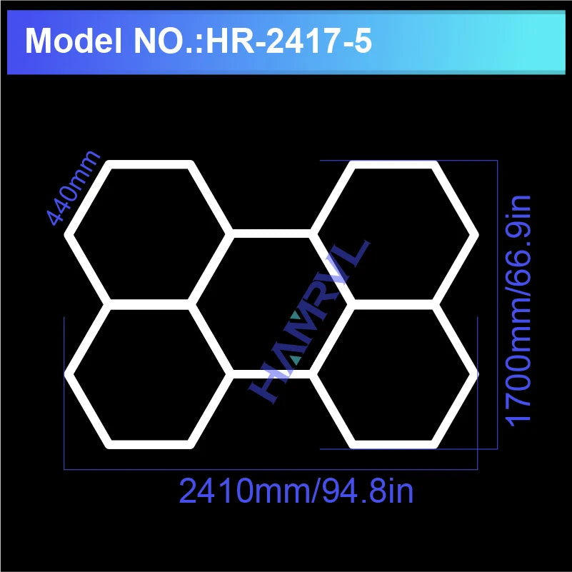 Barbershop Hair Salon Led Ceiling Light Hexagon Garage Light 110V/220V 14 Honeycomb Led Tube Lighting For Car Detailing Workshop