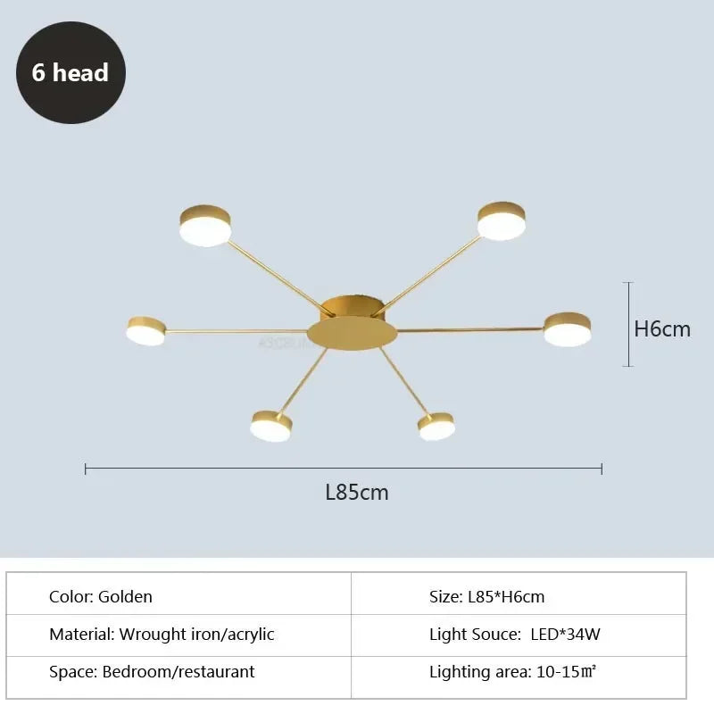 Modern Simplicity Sputtering luminescent Multi Head LED Home Ceiling Lights Painting Lamps for Living Room Decoration Chandelier