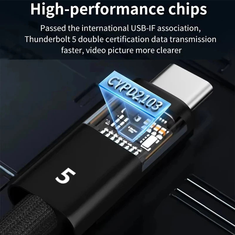 PD 240w USB C To USBC Thunderbolt 5 Full-function Data Cable Fast Charging 16K 60Hz Video Output Functional 80Gbps Transmission