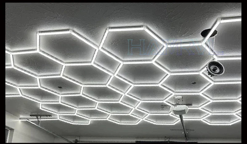Barbershop Hair Salon Led Ceiling Light Hexagon Garage Light 110V/220V 14 Honeycomb Led Tube Lighting For Car Detailing Workshop