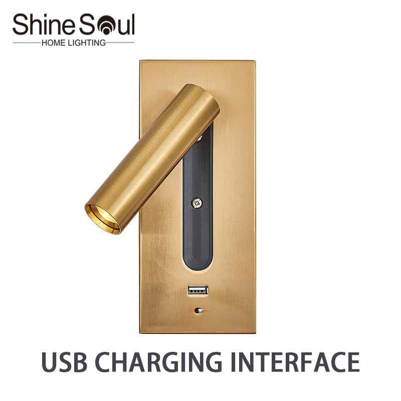 Interior LED Wall Lamp 110-240V with USB Charging Decor for Bedroom Reading Lighting Hotel Headboard LED Embedded Wall Light