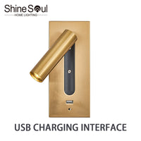 Interior LED Wall Lamp 110-240V with USB Charging Decor for Bedroom Reading Lighting Hotel Headboard LED Embedded Wall Light