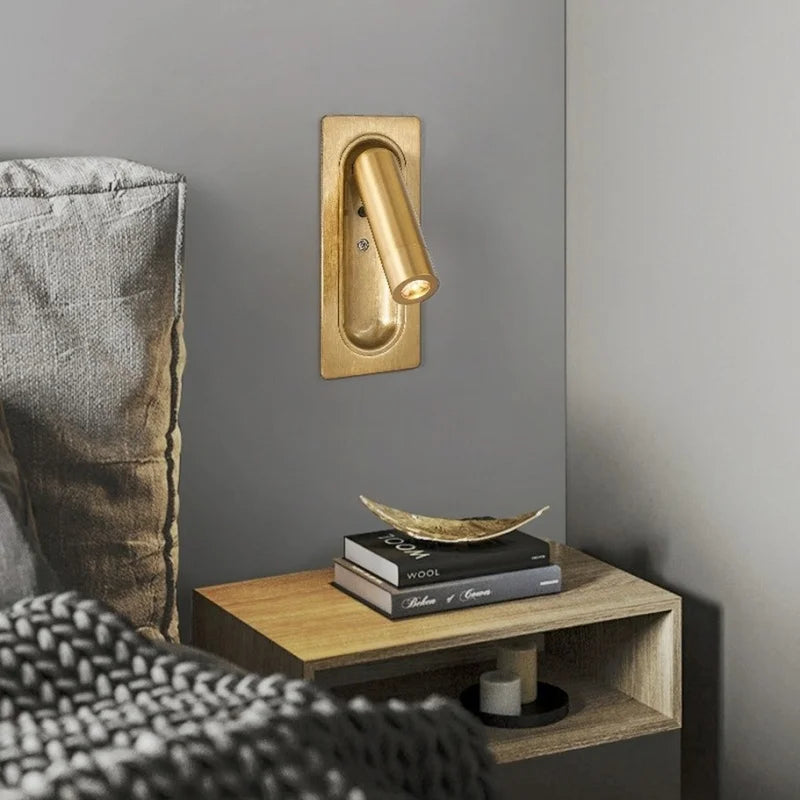 Interior LED Wall Lamp 110-240V with USB Charging Decor for Bedroom Reading Lighting Hotel Headboard LED Embedded Wall Light