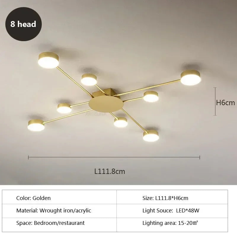Modern Simplicity Sputtering luminescent Multi Head LED Home Ceiling Lights Painting Lamps for Living Room Decoration Chandelier