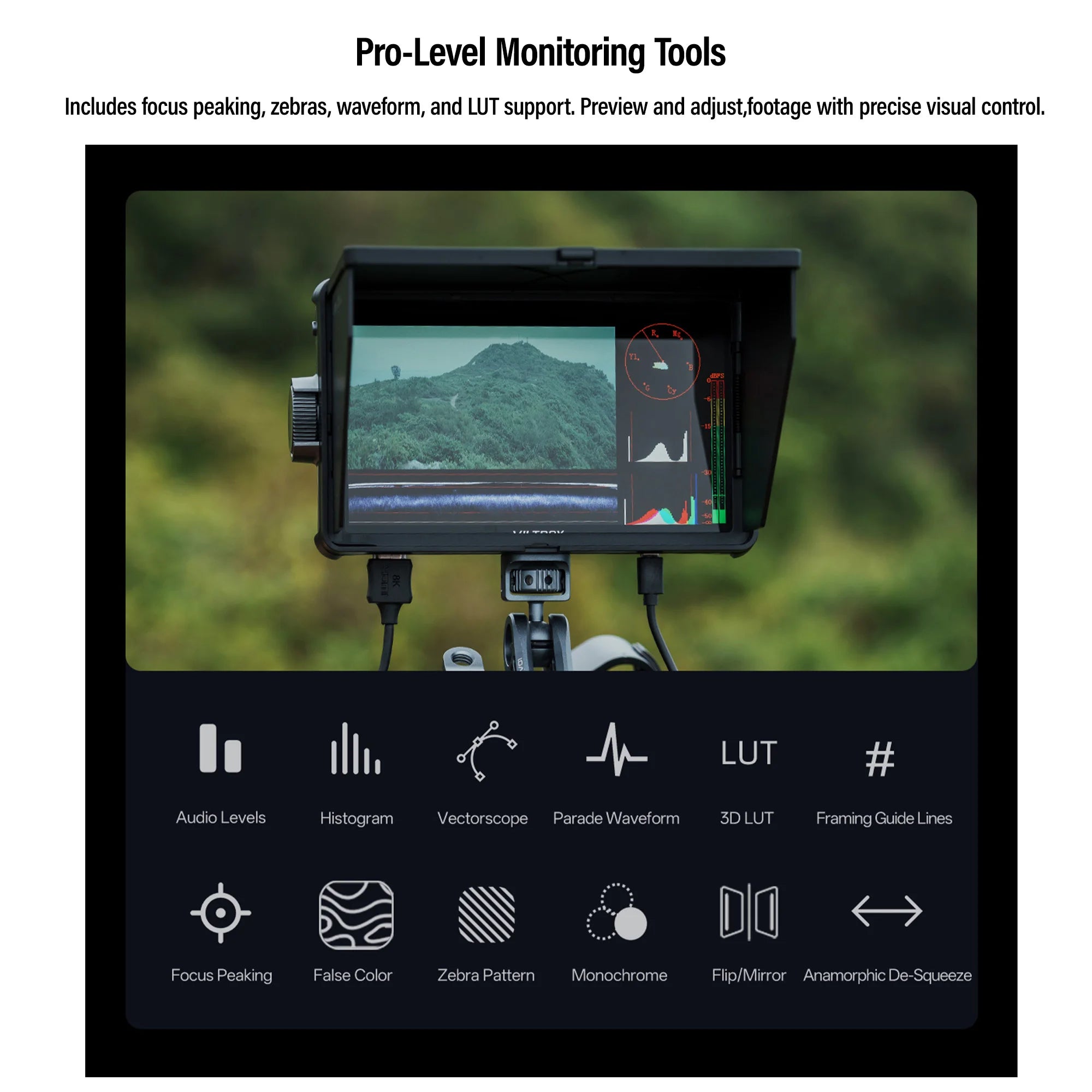 Viltrox DC-A1 7 Inch 2800nit Profissional 4K Monitor For Photography Vlogging Filmmaking TV Creating Touch Screen Monitor