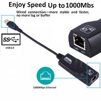 100/1000Mbps USB 3.0 Wired USB to Rj45  Lan High-speed Ethernet Adapter Network Card External Network for PC Laptop