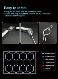 Barbershop Hair Salon Led Ceiling Light Hexagon Garage Light 110V/220V 14 Honeycomb Led Tube Lighting For Car Detailing Workshop