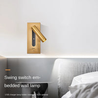 Interior LED Wall Lamp 110-240V with USB Charging Decor for Bedroom Reading Lighting Hotel Headboard LED Embedded Wall Light
