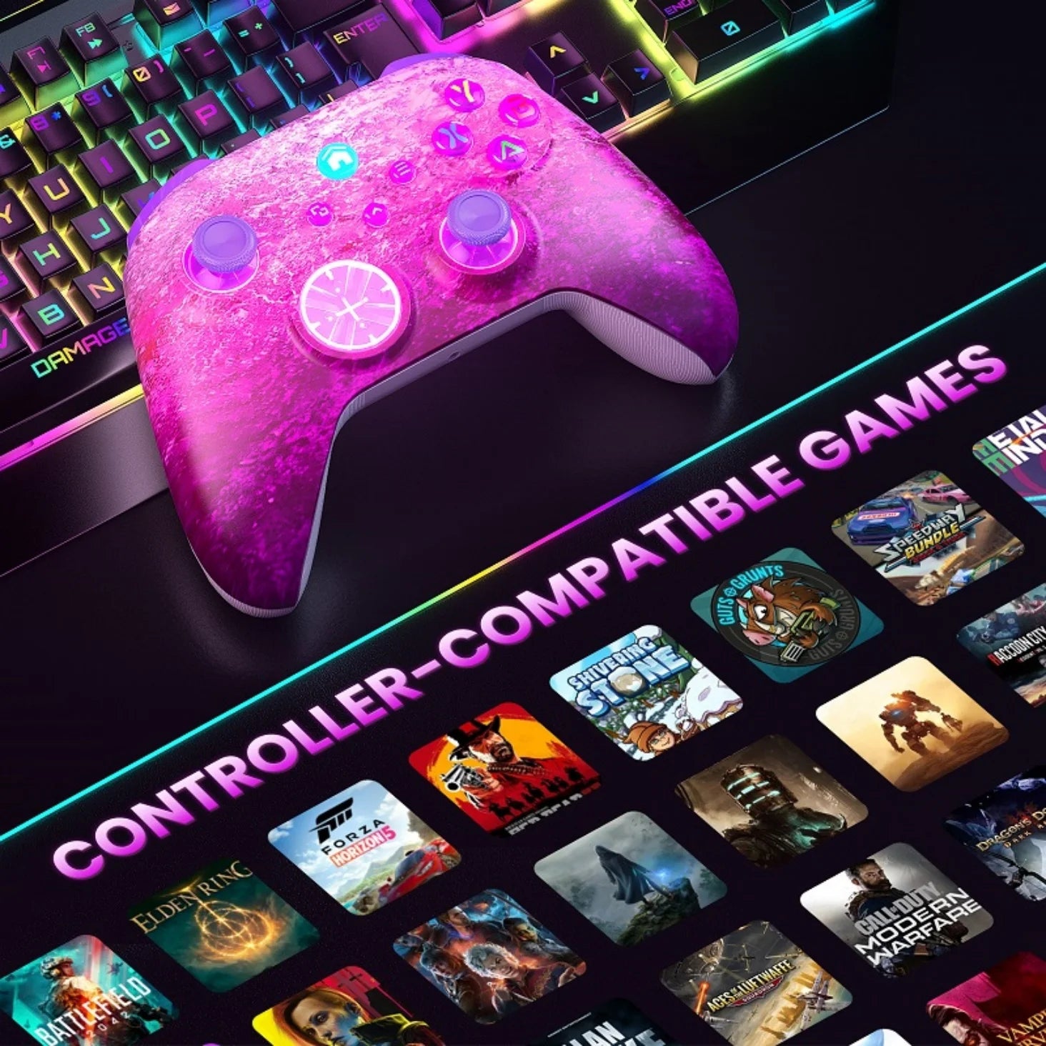 Controller For XBox One/Series S/X/PC Console Wireless Controllers Dual Vibration Hall Effect 6-Axis Gyro FUNC W/ RGB Gamepad