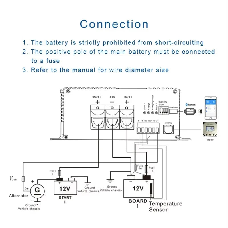 12V DC to DC 30A smart Charger with Booster support Bluetooth app lithium battery Fully automatic charging temperature Charger