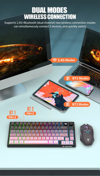 Dual-Mode 80 Keys Wireless Gaming Keyboard Combo,2.4G/BT5.1 Mechanical Keyboard Set With RGB Backlight For PC Laptop Office