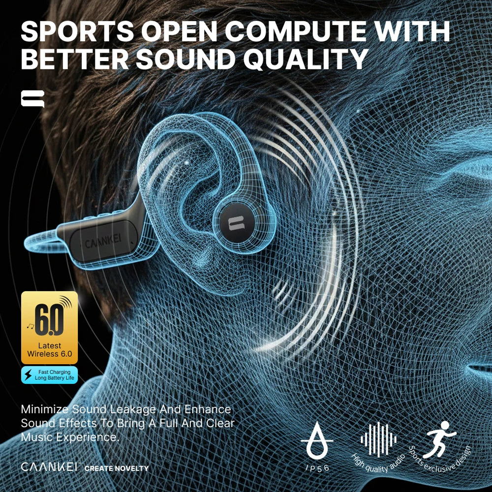 Bone Conduction Sports Earphones IPX6 Waterproof Bluetooth 5.4 Wireless Headphones Open Design Headset For Running Cycling