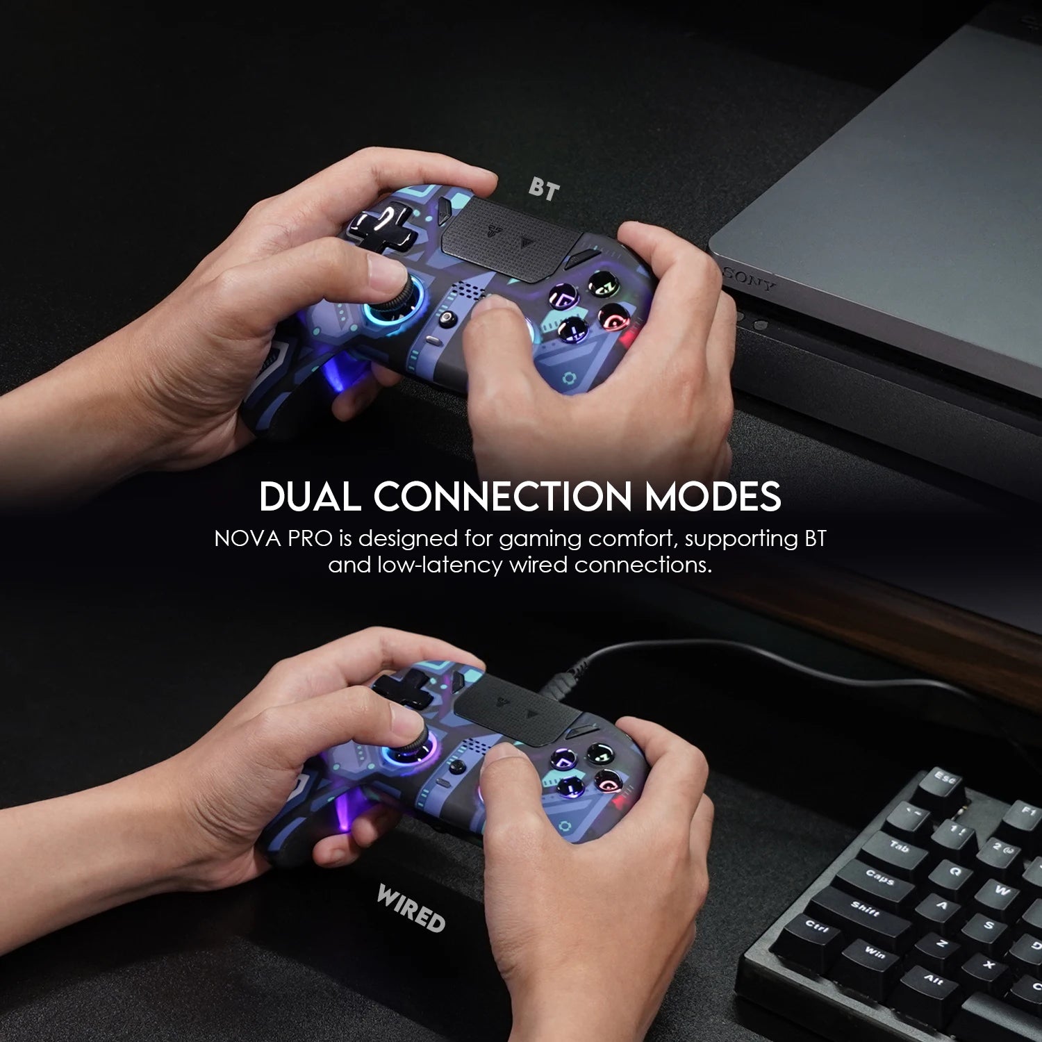 FANTECH NOVA PRO WGP14-V2 Bluetooth Gamepad With Hall Effect Joysticks&Triggers Gaming Controller For PS4 PC Switch Android iOS