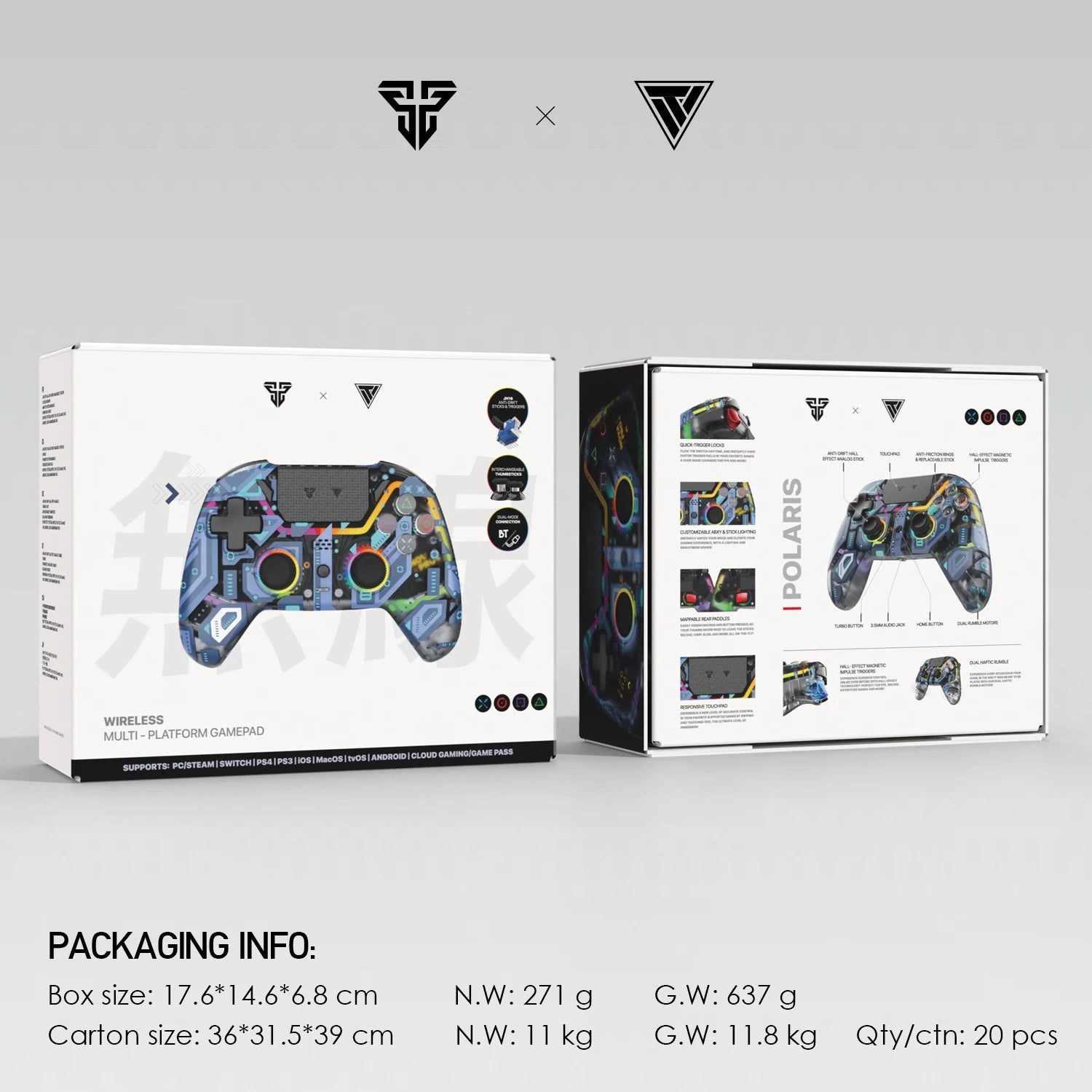 FANTECH NOVA PRO WGP14-V2 Bluetooth Gamepad With Hall Effect Joysticks&Triggers Gaming Controller For PS4 PC Switch Android iOS