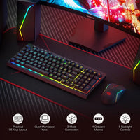 Redragon S142 Wireless Gaming Keyboard & Mouse Combo, 98 Keys K515 PRO Wireless  Keyboard and4800 DPI  2.4Ghz Gaming Mouse
