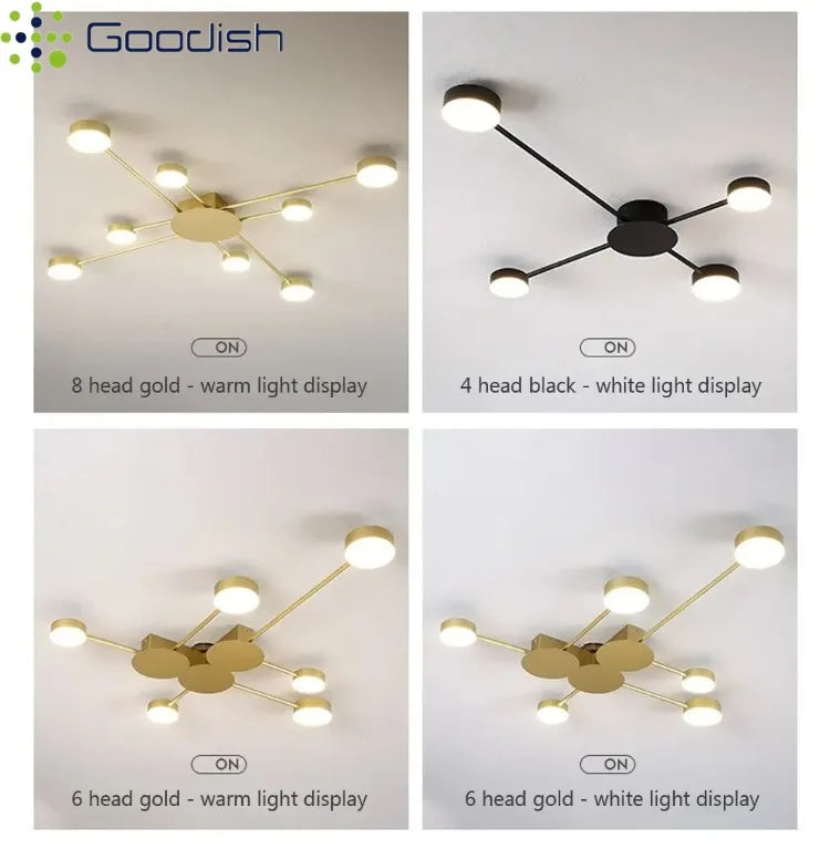 Modern Simplicity Sputtering luminescent Multi Head LED Home Ceiling Lights Painting Lamps for Living Room Decoration Chandelier