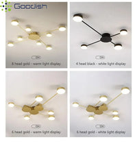 Modern Simplicity Sputtering luminescent Multi Head LED Home Ceiling Lights Painting Lamps for Living Room Decoration Chandelier