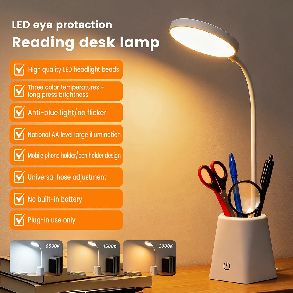 Kids Study LED Table Lamp Safe Touch Control Dimmable Led Light USB Power Gift for Children Warm/Natural White 5V Portable