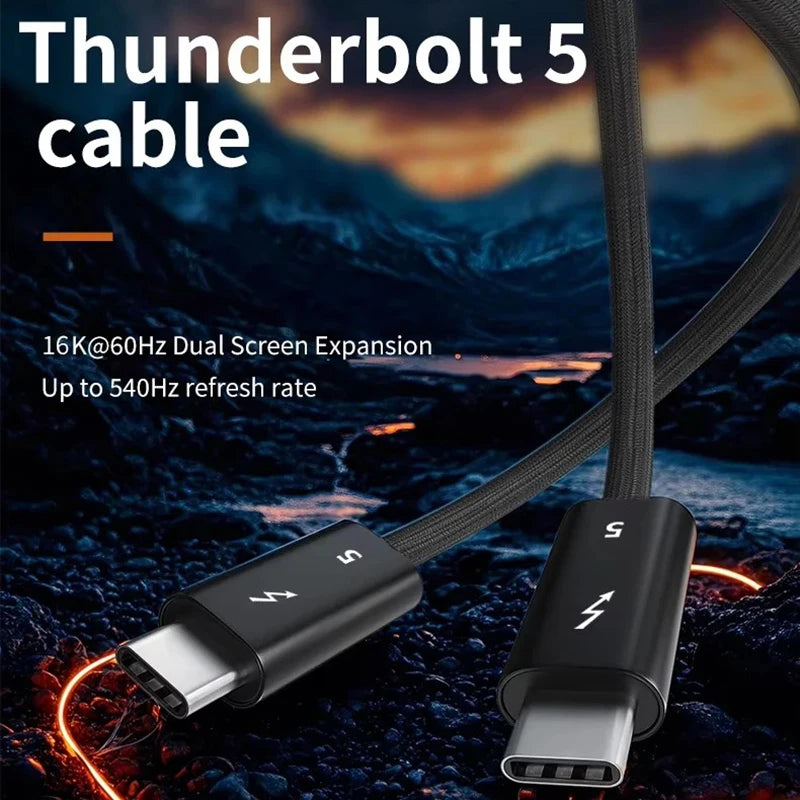 PD 240w USB C To USBC Thunderbolt 5 Full-function Data Cable Fast Charging 16K 60Hz Video Output Functional 80Gbps Transmission