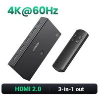 UGREEN HDMI 2.1 2.0 8K Switch 3 in 1 Out with Remote Control 8K@60Hz, 4K@120Hz Converter Splitter Switcher For Xbox PS5 Monitors