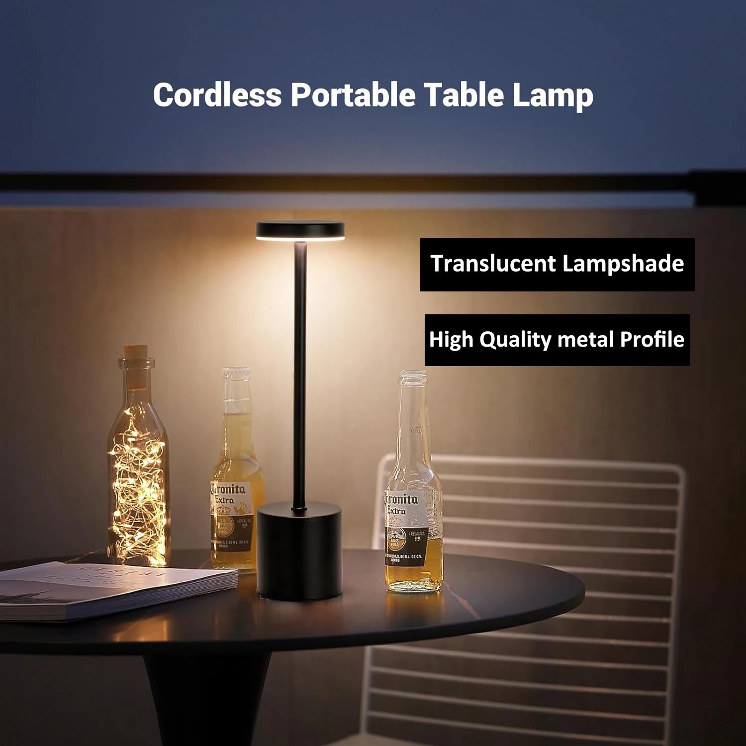 LED Table Lamp Touch Sensor Rechargeable Desktop Night Light Wireless Reading Lamp for Restaurant Hotel Bar Bedroom Decor Light