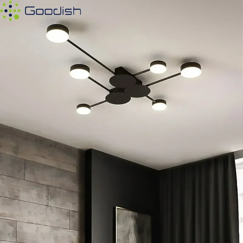 Modern Simplicity Sputtering luminescent Multi Head LED Home Ceiling Lights Painting Lamps for Living Room Decoration Chandelier