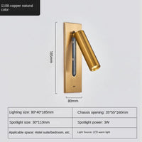 Interior LED Wall Lamp 110-240V with USB Charging Decor for Bedroom Reading Lighting Hotel Headboard LED Embedded Wall Light