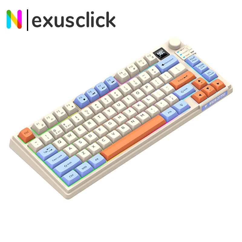 Dual-Mode 80 Keys Wireless Gaming Keyboard Combo,2.4G/BT5.1 Mechanical Keyboard Set With RGB Backlight For PC Laptop Office