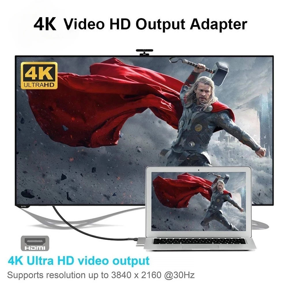 Type-C HUB Splitter 4K 30Hz USB C to HDMI-compatible Adapter PD 100W OTG Adapter USB 3.0 HUB for MacBook Pro Laptop