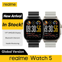 realme Watch 5 Smart Watch 1.97" 2D Flat AMOLED Display Compass & Independent GPS with 5 GNSS 14-day Battery Life NFC Card IP68